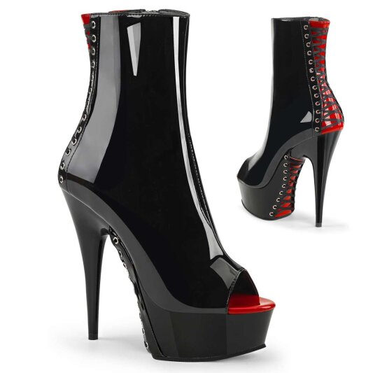 Pleaser Bottines DELIGHT-1025 Noir Rouge EU-35/US-5