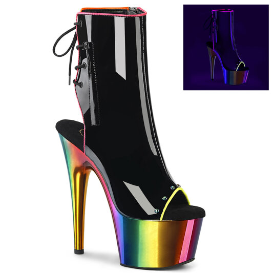 Pleaser ADORE-1018RC-02 Bottines à plateforme Revêtement laqué Chrome Noir Multicolore EU-37 / US-7