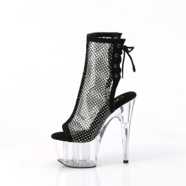 Pleaser ADORE-1018RM Sandales à plateforme Similicuir Transparent Strass Noir EU-40 / US-10