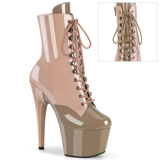 Pleaser ADORE-1020DC Bottines à plateforme Revêtement laqué Beige EU-39 / US-9