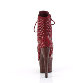 Pleaser ADORE-1020RM Bottines à plateforme Similicuir Strass Maille Bordeaux EU-37 / US-7