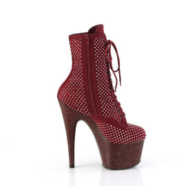 Pleaser ADORE-1020RM Bottines à plateforme Similicuir Strass Maille Bordeaux EU-37 / US-7