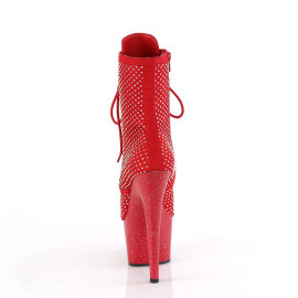 Pleaser ADORE-1020RM Bottines à plateforme Similicuir Strass Maille Rouge EU-40 / US-10