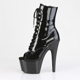 Pleaser ADORE-1021GP Bottines à plateforme Revêtement laqué Paillettes Noir EU-40 / US-10