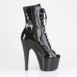 Pleaser ADORE-1021GP Bottines à plateforme Revêtement laqué Paillettes Noir EU-40 / US-10