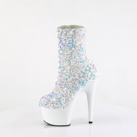 Pleaser ADORE-1042SQ Bottines à plateforme Paillettes Blanc EU-36 / US-6