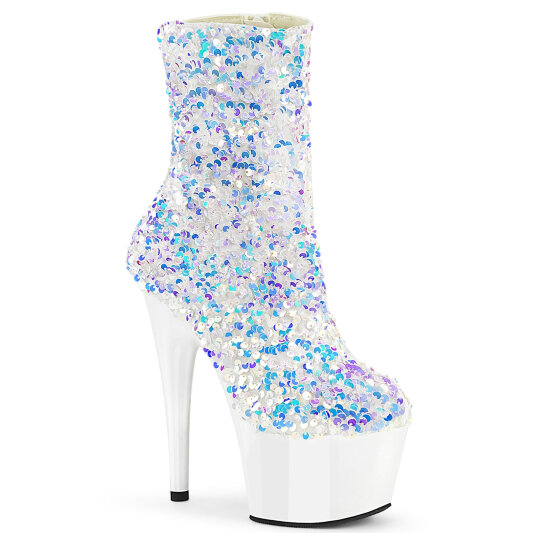 Pleaser ADORE-1042SQ Bottines à plateforme Paillettes Blanc EU-41 / US-11