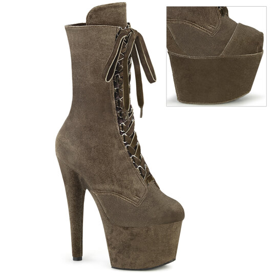 Pleaser ADORE-1045VEL Bottines à plateforme Velours Vert Marron EU-38 / US-8