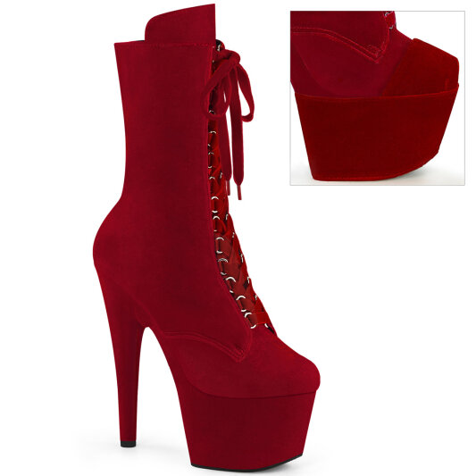 Pleaser ADORE-1045VEL Bottines à plateforme Velours Rouge EU-35 / US-5
