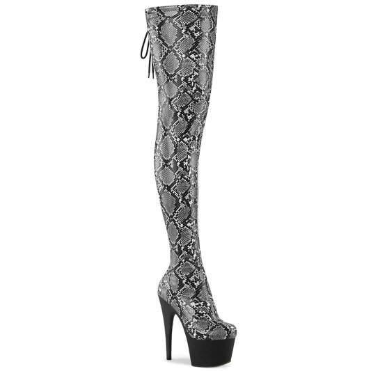 Pleaser ADORE-3008SP-BT Cuissardes à plateforme Imprimé serpent Noir Blanc EU-39 / US-9