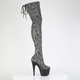 Pleaser ADORE-3008SP-BT Cuissardes à plateforme Imprimé serpent Noir Blanc EU-39 / US-9