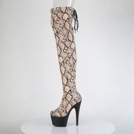 Pleaser ADORE-3008SP-BT Cuissardes à plateforme Imprimé serpent Marron EU-41 / US-11