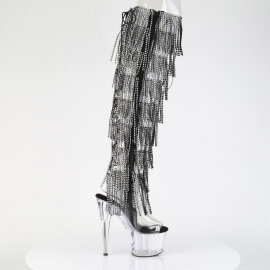 Pleaser ADORE-3019C-RSF Cuissardes à plateforme Transparent Strass Noir EU-36 / US-6