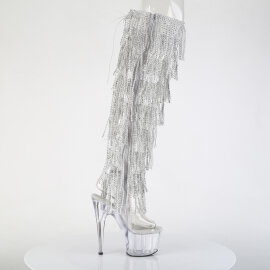 Pleaser ADORE-3019C-RSF Cuissardes à plateforme Transparent Strass Argent EU-37 / US-7