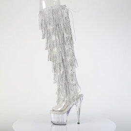 Pleaser ADORE-3019C-RSF Cuissardes à plateforme Transparent Strass Argent EU-41 / US-11