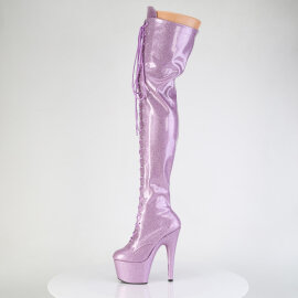 Pleaser ADORE-3020GP Cuissardes à plateforme Revêtement laqué Paillettes Lilas EU-38 / US-8
