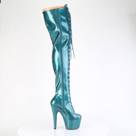 Pleaser ADORE-3020GP Cuissardes à plateforme Revêtement laqué Paillettes Vert Bleu EU-35 / US-5