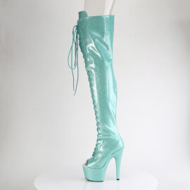 Pleaser ADORE-3021GP Cuissardes à plateforme Revêtement laqué Paillettes Bleu EU-35 / US-5