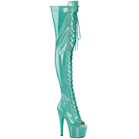 Pleaser ADORE-3021GP Cuissardes à plateforme Revêtement laqué Paillettes Bleu EU-36 / US-6