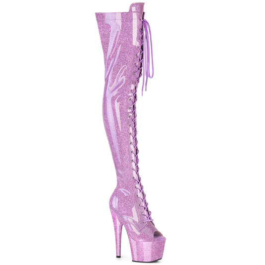 Pleaser ADORE-3021GP Cuissardes à plateforme Revêtement laqué Paillettes Lilas EU-37 / US-7