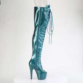 Pleaser ADORE-3021GP Cuissardes à plateforme Revêtement laqué Paillettes Vert Bleu EU-43 / US-13