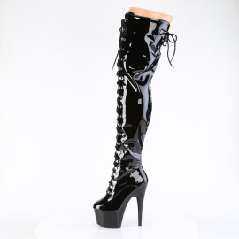 Pleaser ADORE-3022 Cuissardes à plateforme Revêtement laqué Noir EU-42 / US-12