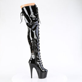 Pleaser ADORE-3022 Cuissardes à plateforme Revêtement laqué Noir EU-42 / US-12