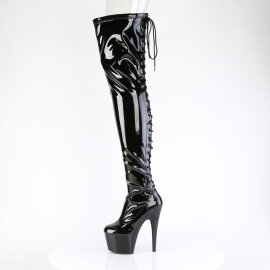 Pleaser ADORE-3850 Cuissardes à plateforme Revêtement laqué Noir EU-36 / US-6