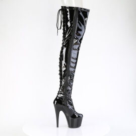 Pleaser ADORE-3850 Cuissardes à plateforme Revêtement laqué Noir EU-40 / US-10