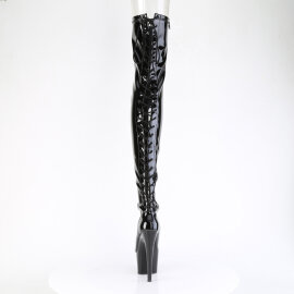 Pleaser ADORE-3850 Cuissardes à plateforme Revêtement laqué Noir EU-41 / US-11