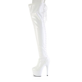 Pleaser ADORE-3850 Cuissardes à plateforme Revêtement laqué Blanc EU-38 / US-8