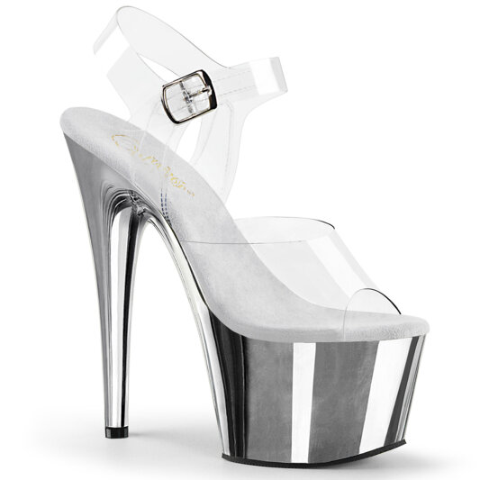 Pleaser ADORE-708 Sandales à plateforme Chrome Transparent Argent EU-44 / US-14