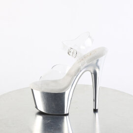 Pleaser ADORE-708 Sandales à plateforme Chrome Transparent Argent EU-44 / US-14