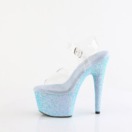 Pleaser ADORE-708LG Sandales à plateforme Transparent Paillettes Bleu EU-35 / US-5