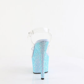 Pleaser ADORE-708LG Sandales à plateforme Transparent Paillettes Bleu EU-35 / US-5