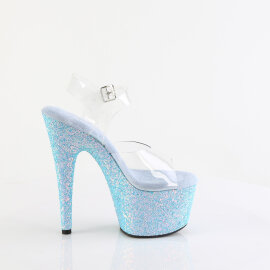 Pleaser ADORE-708LG Sandales à plateforme Transparent Paillettes Bleu EU-35 / US-5