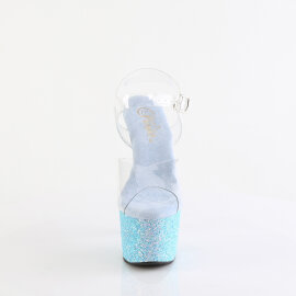 Pleaser ADORE-708LG Sandales à plateforme Transparent Paillettes Bleu EU-37 / US-7