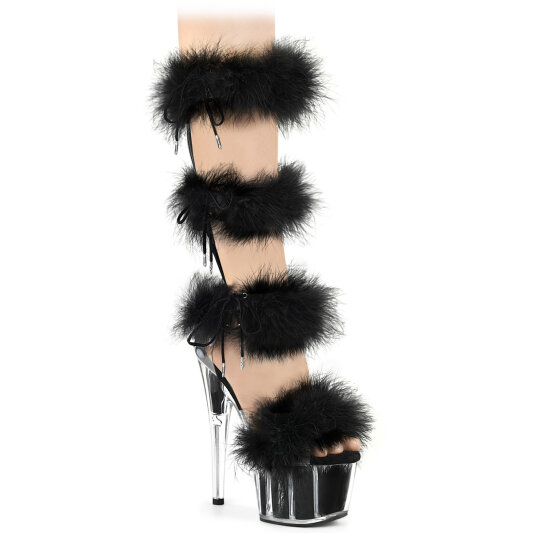 Pleaser ADORE-728F Sandales à plateforme Transparent Noir EU-36 / US-6