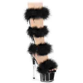 Pleaser ADORE-728F Sandales à plateforme Transparent Noir EU-36 / US-6