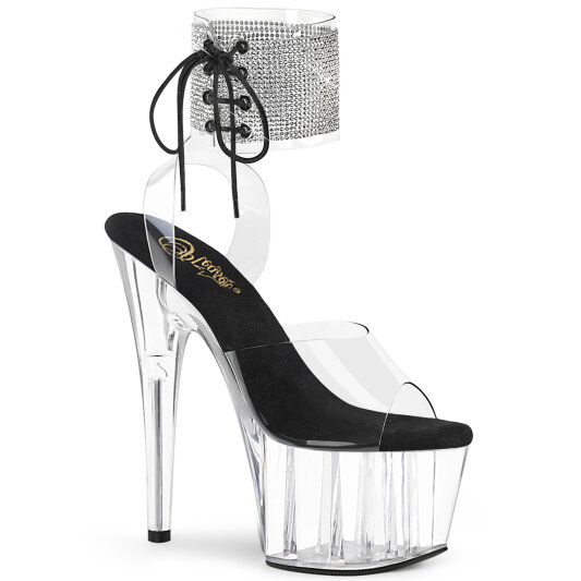 Pleaser ADORE-791-2RS Sandales à plateforme Transparent Strass Noir EU-40 / US-10
