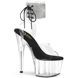 Pleaser ADORE-791-2RS Sandales à plateforme Transparent Strass Noir EU-41 / US-11