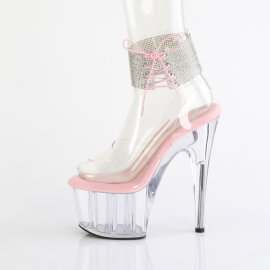 Pleaser ADORE-791-2RS Sandales à plateforme Transparent Strass Rose EU-37 / US-7
