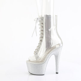 Pleaser BEJEWELED-1021C-2 Bottines à plateforme Transparent Strass Argent Transparent EU-35 / US-5