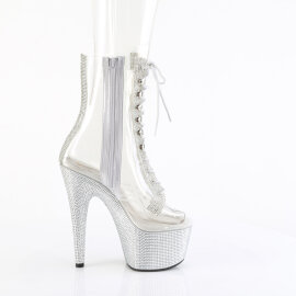 Pleaser BEJEWELED-1021C-2 Bottines à plateforme Transparent Strass Argent Transparent EU-35 / US-5