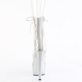 Pleaser BEJEWELED-1021C-2 Bottines à plateforme Transparent Strass Argent Transparent EU-37 / US-7