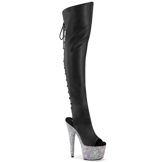 Pleaser BEJEWELED-3019MS-7 Cuissardes à plateforme Similicuir Strass Noir EU-35 / US-5