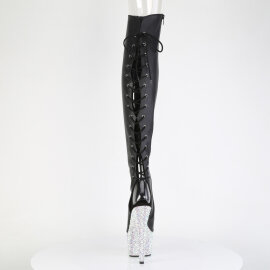 Pleaser BEJEWELED-3019MS-7 Cuissardes à plateforme Similicuir Strass Noir EU-35 / US-5