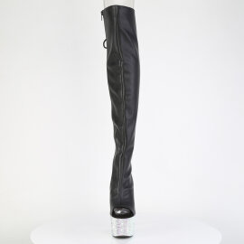 Pleaser BEJEWELED-3019MS-7 Cuissardes à plateforme Similicuir Strass Noir EU-39 / US-9