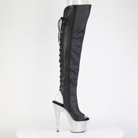Pleaser BEJEWELED-3019MS-7 Cuissardes à plateforme Similicuir Strass Noir EU-39 / US-9
