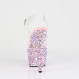 Pleaser BEJEWELED-708MS Sandales à plateforme Transparent Strass Rose EU-37 / US-7